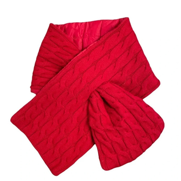 TALBOTS Red Wool Blend Scarf Wrap Cable Knit lamb’s wool blend - Picture 8 of 8